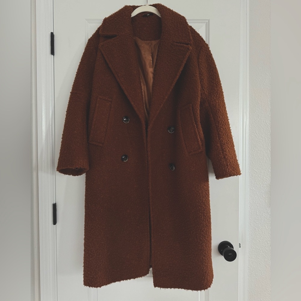Topshop Brown Double-Breasted Coat